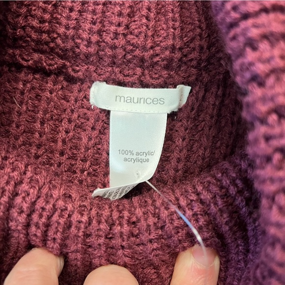 🆕 Maurice’s burgundy turtleneck sweater poncho SZ OS - Picture 4 of 4